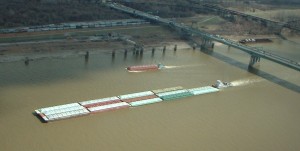Those giant crates are also referred to as barges.  I'm told south of St. Louis they can be stacked 5 thick.